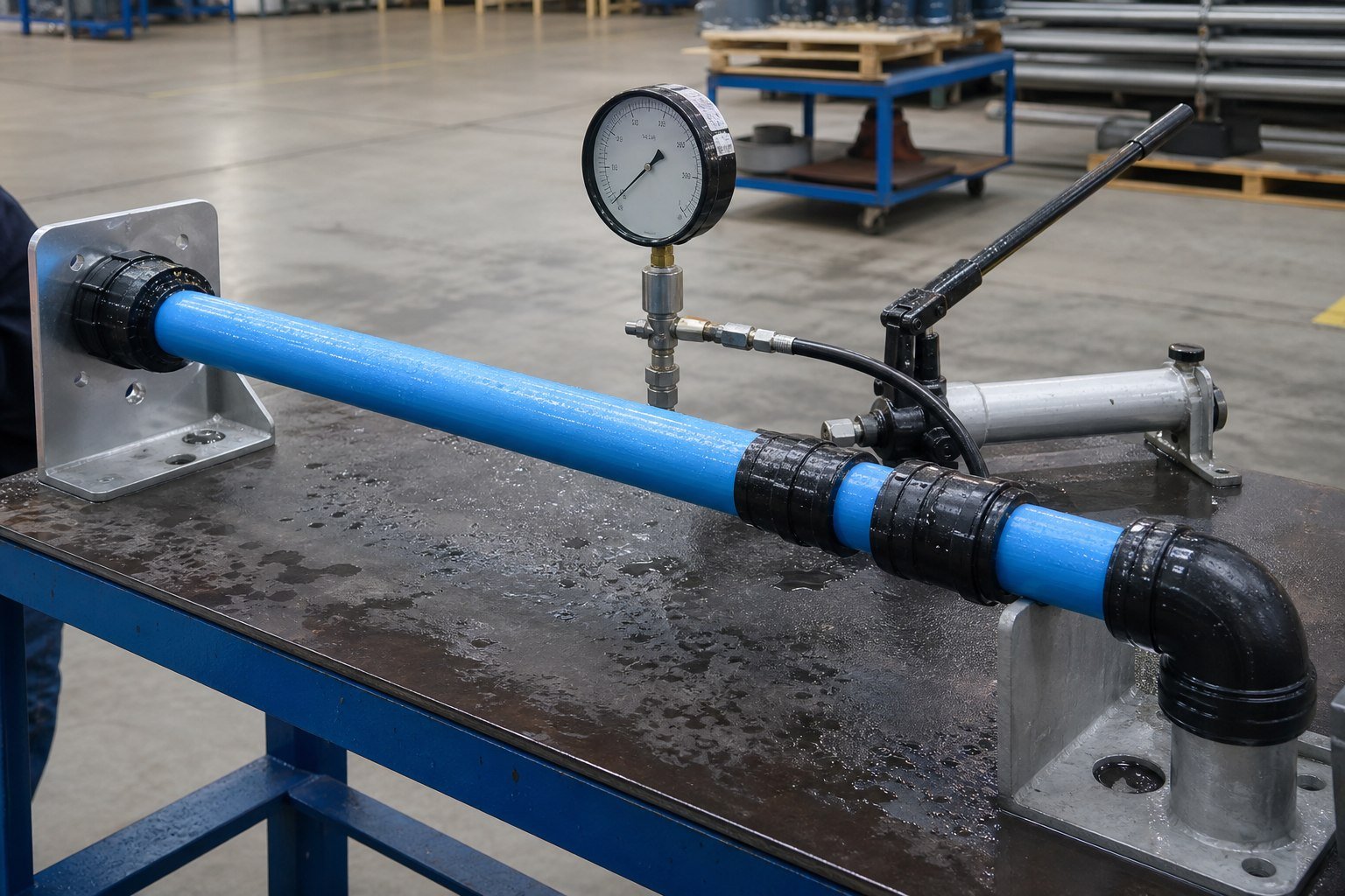 Valve and connector installed on aluminium piping